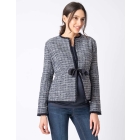 Navy Blue Bouclé Maternity Jacket