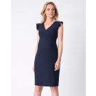 Navy Blue Frill Sleeve Maternity Dress