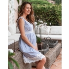 Blue Pinstripe Cotton Maternity Dress