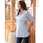 Cotton Pinstripe Empire Maternity Shirt 