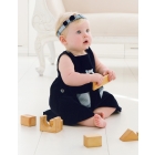 Navy Blue Velvet Baby Pinafore Dress