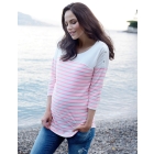 Neon Pink Striped Cotton Maternity & Nursing Top