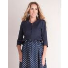 Navy Blue Cropped Peplum Maternity Jacket