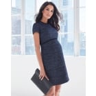 Navy Blue Bouclé Maternity Shift Dress