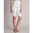 Cotton Blend White Maternity City Shorts