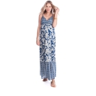 Blue floral printed maternity maxi dress