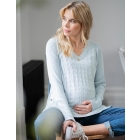 Sky Blue Textured Maternity & Nursing Jumper