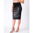 Faux Leather Maternity Skirt