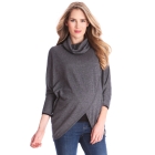 Grey Roll Neck Crossover Maternity & Nursing Jumper