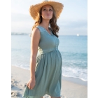 Sage Embroidered Maternity & Nursing Dress