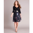 Black Floral Silk Wrap Maternity Dress