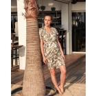 Palm Print V Back Maternity Dress