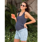 Navy Blue Stripe Maternity & Nursing Top