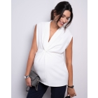 Cream Twist Short Sleeve Maternity Blouse