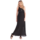 Black Pleated Maternity & Nursing Maxi Dress