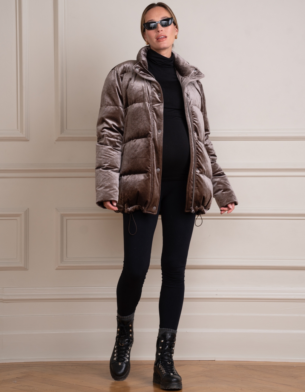 Padded velvet coat best sale