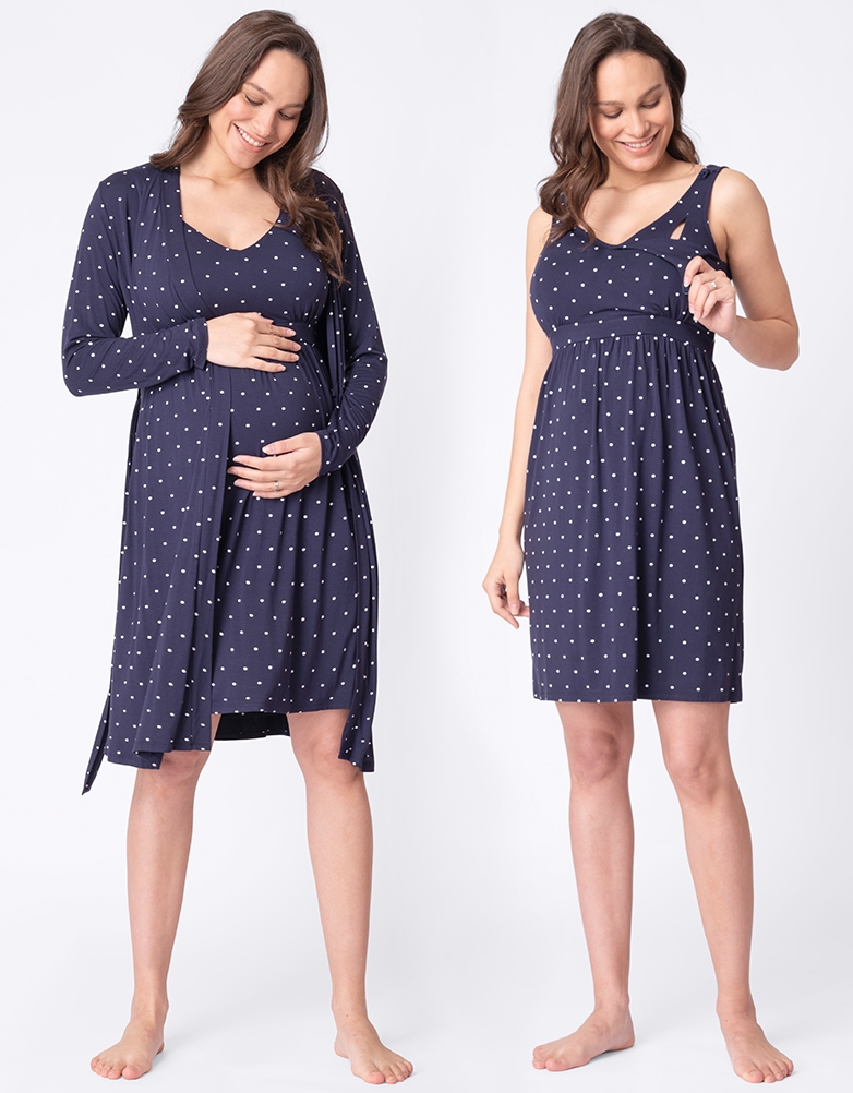 Navy Blue Maternity Nursing Nightwear Set Seraphine