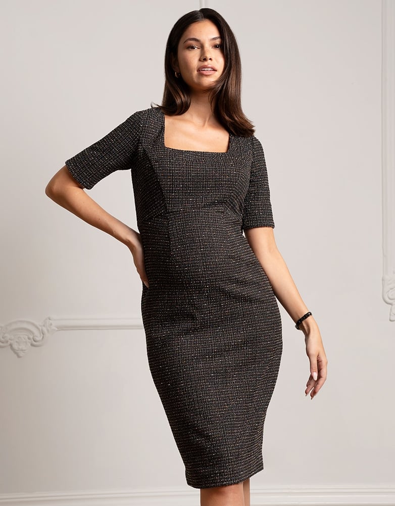 SERAPHINE shops black boucle maternity dress black tweed size 8