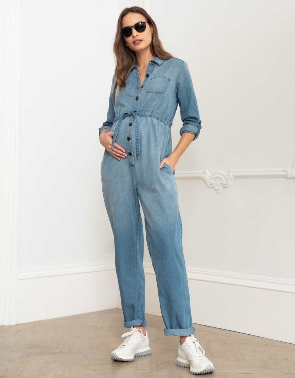 Maternity jeans jumpsuit on sale