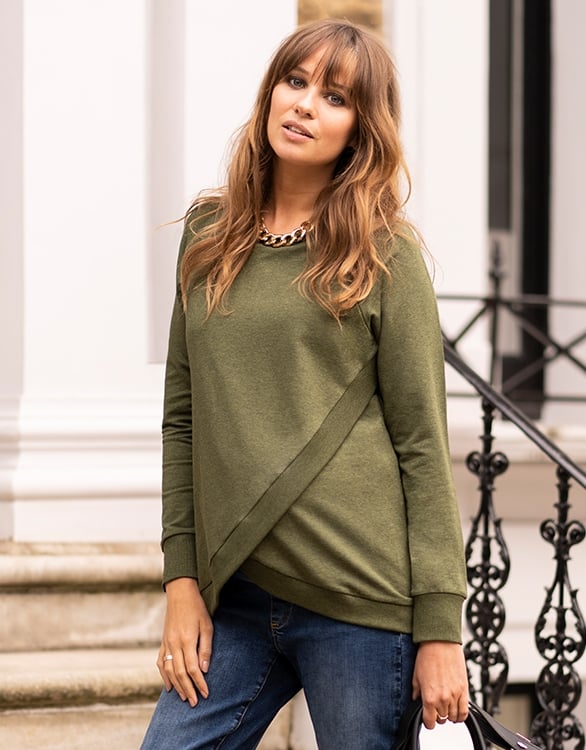 Green Cotton Blend Maternity Nursing Sweatshirt Seraphine