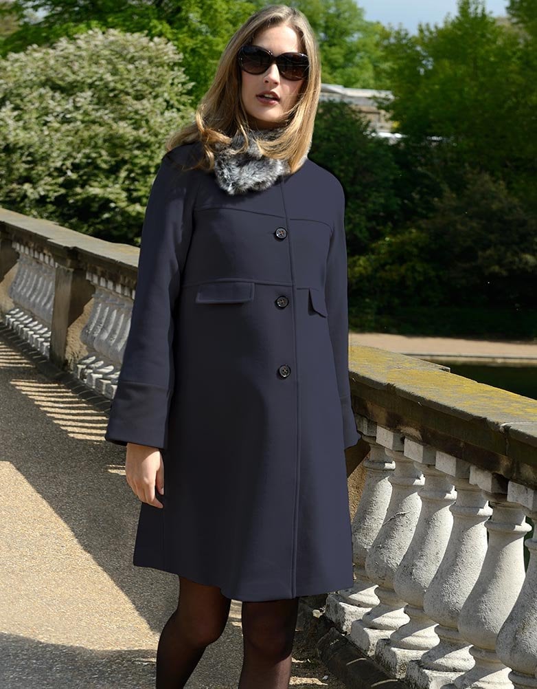 Navy Blue Wool Cashmere Luxe Maternity Coat Seraphine