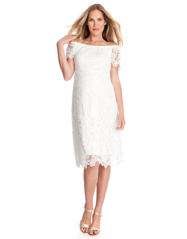 White Off The Shoulder Lace Maternity Dress Seraphine