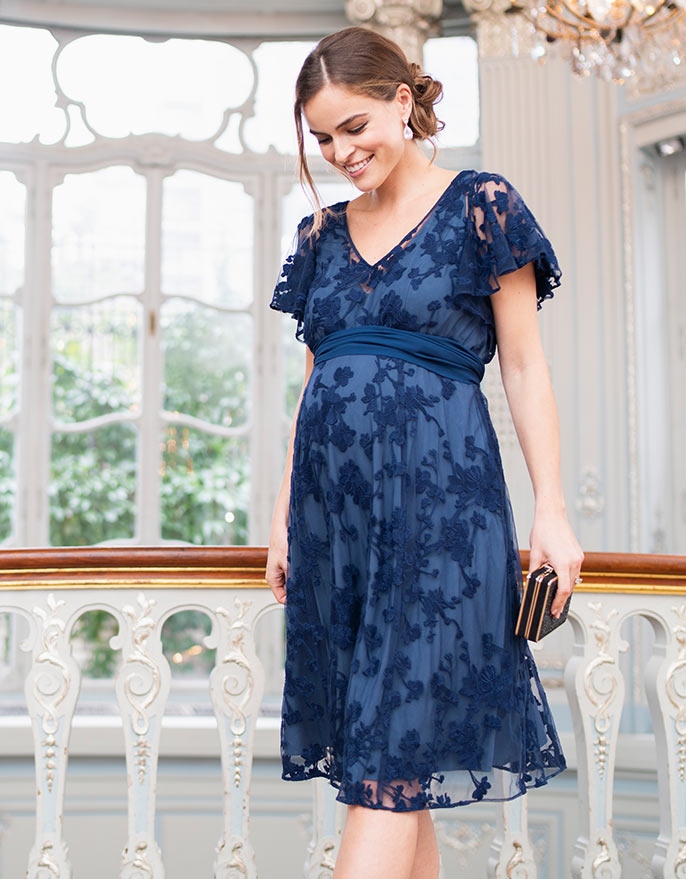 Blue Lace Maternity Nursing Dress Seraphine