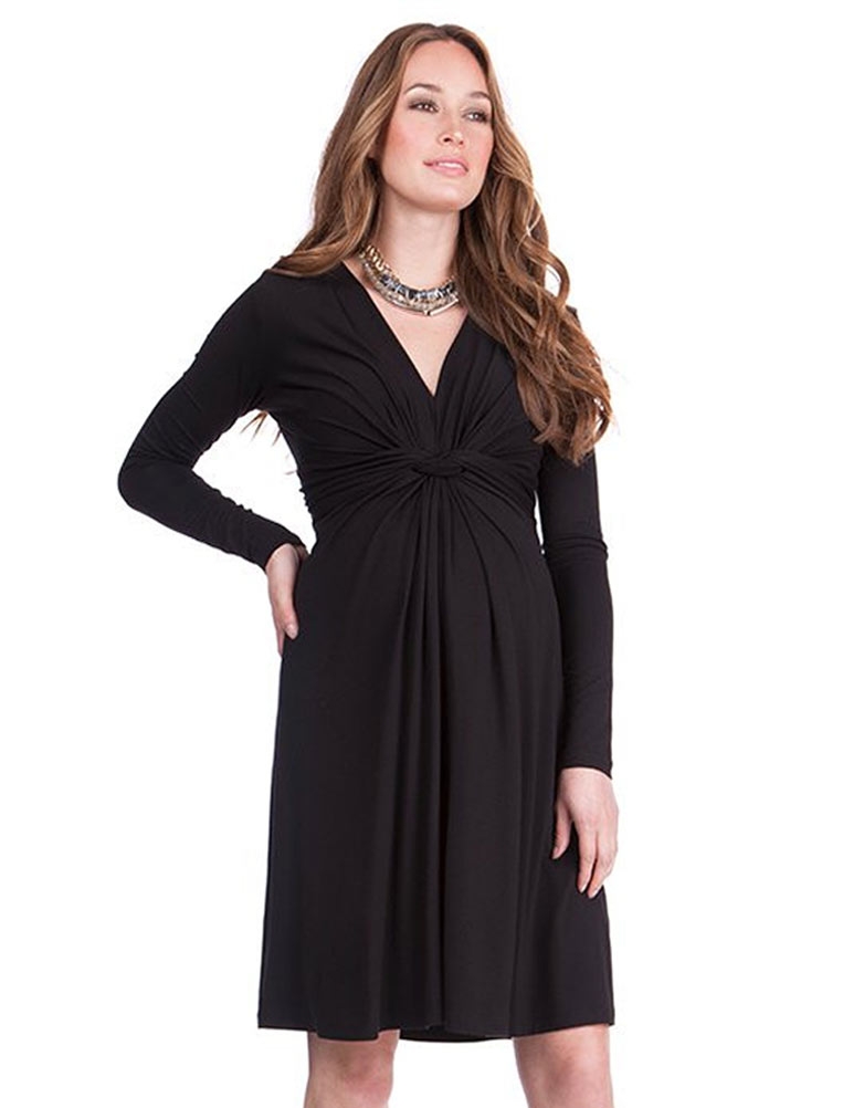 Knot Front Maternity Dress Black Seraphine