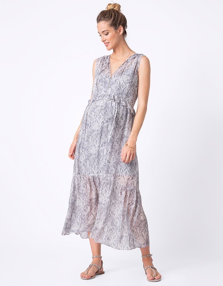 Grey maternity maxi dress best sale