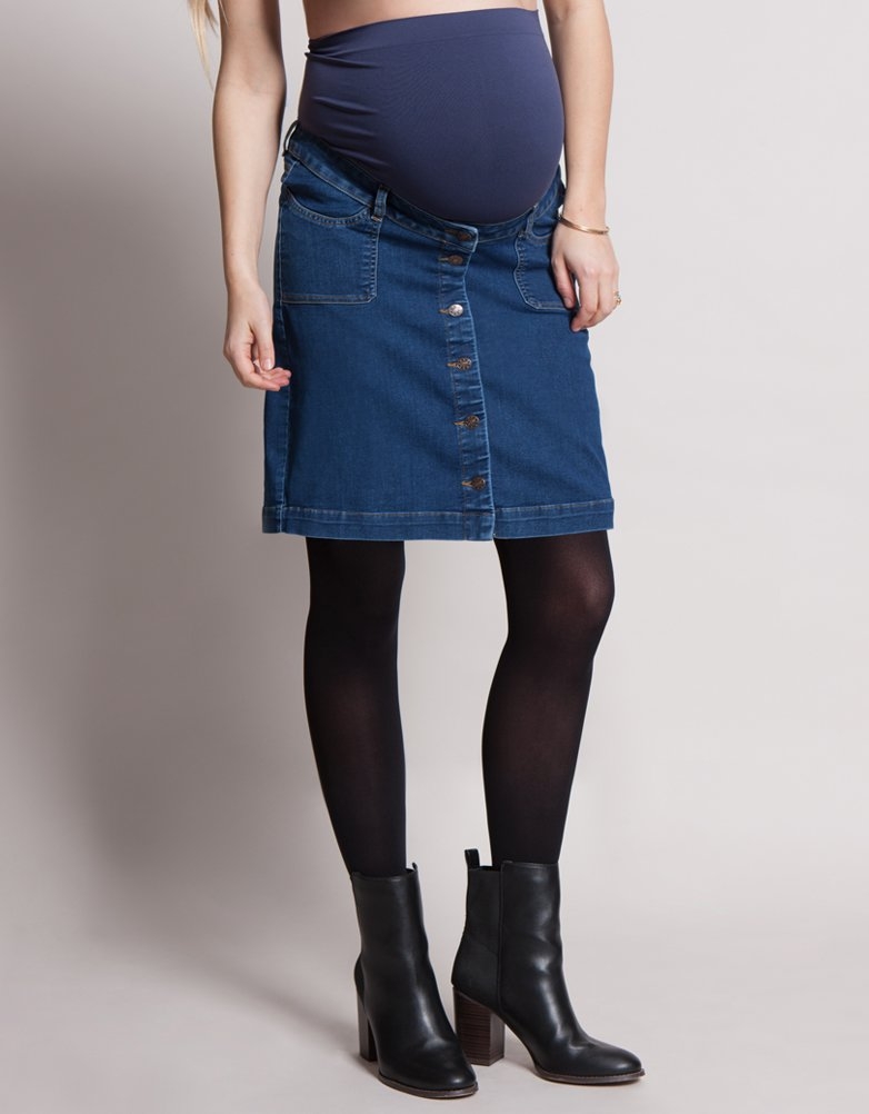 Jupe Grossesse en Jean a boutons Bleu Seraphine