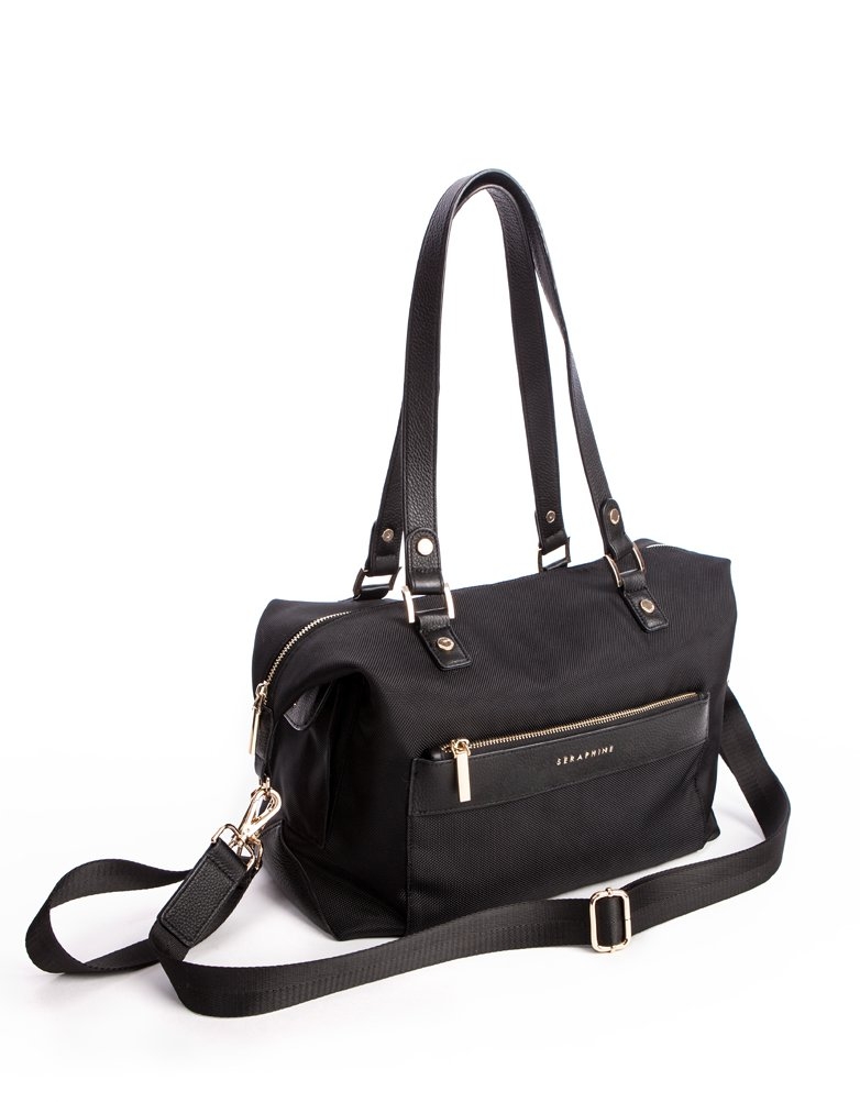 Black leather baby changing bag sale