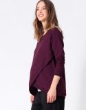 Cotton Blend Burgundy Maternity & Nursing Sweatshirt