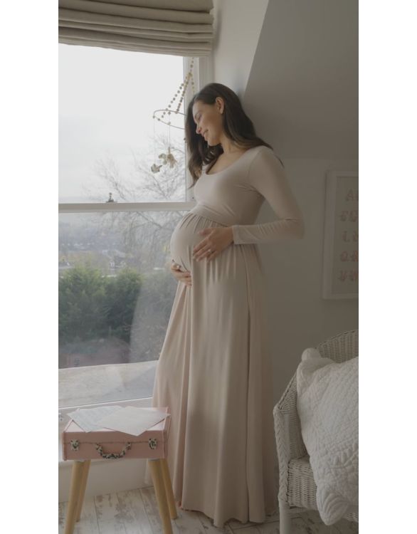 Long Sleeve Maternity to Nursing Maxi Dress – Blush | Seraphine