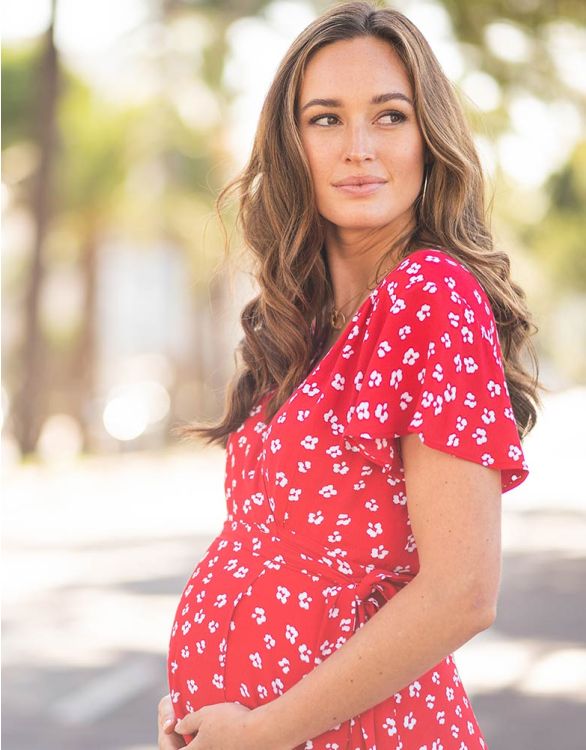 Red Floral Wrap Maternity Dress | Seraphine