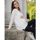 Cream Ribbed Cotton Maternity & Nursing Jumper