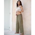 Wide-Leg Linen-Blend Under Bump Maternity Trousers