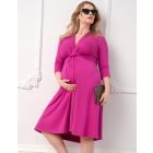 Curve Fuchsia Pink Knot Front Maternity Dress