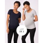 Twin Pack Basic Maternity T-Shirts – Navy & Grey