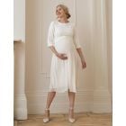 Josephina | Ivory Pleated Maternity Midi Dress  