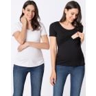 Laina | Twin Pack Maternity & Nursing T-Shirts – Black & White 