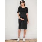 Cotton Poplin Maternity and Nursing Dress With Jersey Top 