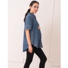 Tencel™ Denim Short Sleeve Maternity-To-Nursing Shirt 
