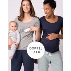 Twin Pack Maternity & Nursing T-Shirts – Navy & Grey