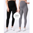 Twin Pack Bamboo Maternity Leggings – Black & Grey