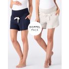 Twin Pack Jersey High Waist Maternity Shorts - Navy & Grey