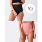 Twin Pack Post Maternity Shaping Briefs – Black & Terracotta