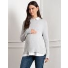 Knit Maternity & Nursing Jumper with Woven Shirt