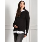 Knit Maternity & Nursing Jumper with Woven Shirt