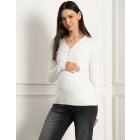 Rib Knit Collar Detail Maternity & Nursing Top