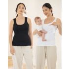 Twin Pack Nursing Vest Tops - Black & White